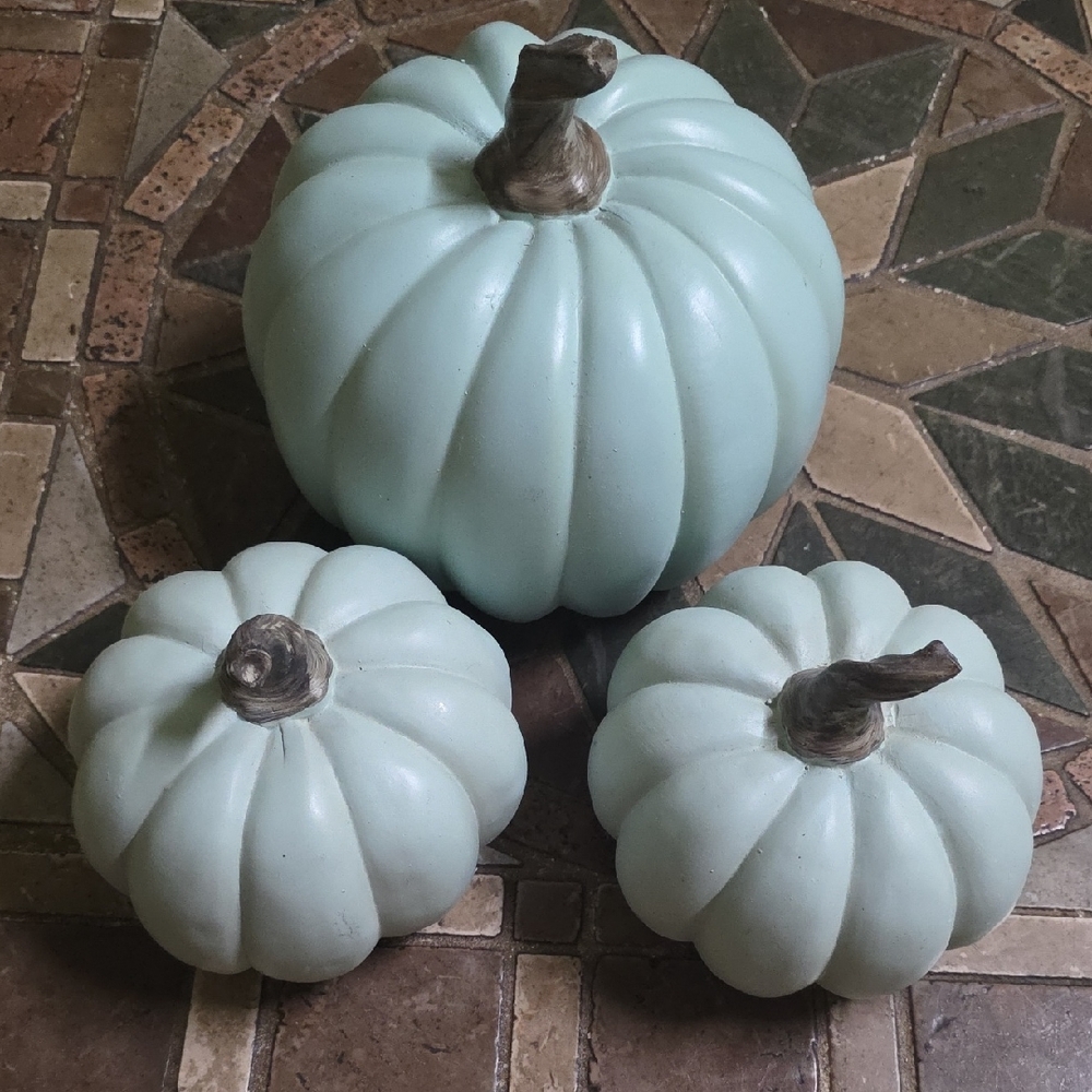 Elegant Mint Green Pumpkin Decor Set
